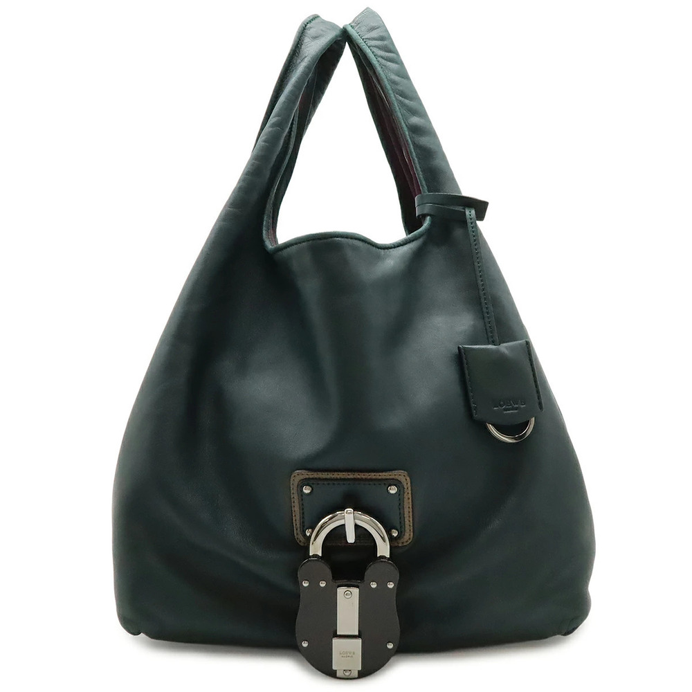 Loewe Calle Tote Bag Handbag Leather Dark Green Purple